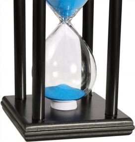 img 1 attached to 30 Minute Blue Sand Hourglass Timer With Wooden Black Stand For Office Kitchen Decor Home
