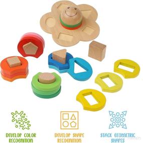 img 2 attached to 🌼 Boxiki Kids Wooden Stacking Montessori Toy: Color Shape Sorting Board for Toddlers – Enhancing Early Development & Fine Motor Skills. Non-Toxic Baby Wooden Toy for 18 Month Olds (Flower)