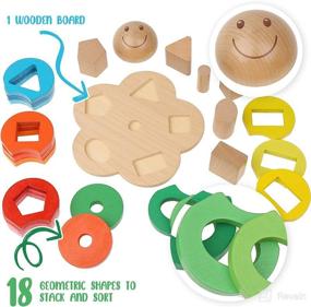 img 1 attached to 🌼 Boxiki Kids Wooden Stacking Montessori Toy: Color Shape Sorting Board for Toddlers – Enhancing Early Development & Fine Motor Skills. Non-Toxic Baby Wooden Toy for 18 Month Olds (Flower)