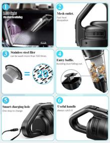 img 1 attached to LIBERRWAY DC 12V Portable Car Vacuum Cleaner, High Power Handheld Wet Dry Auto Vacuum With 5.0Kpa Suction, Black
