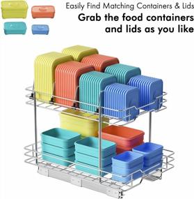 img 1 attached to KES Food Container Lid Organizer And Food Container Organizer, 2 Tier Pull Out Cabinet Organizer, Silding Plastic Container Organizer Lid Storage Chrome, KPO506W36D53-CH