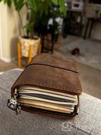 img 1 attached to Travelers Notebook Cover With Inner Pockets, Card Slots And Pen Holder, A5 Size, Dark Brown review by Nathan Issa