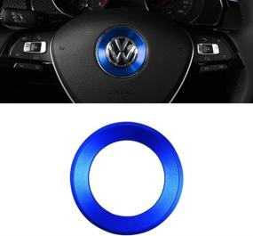 img 4 attached to 🚗 VW Volkswagen Car Accessories Steering Wheel Decals Stickers CARFIB Parts for JETTA PASSAT GOLF TIGUAN ARTEON ATLAS - Blue Aluminum Alloy Logo Caps Covers for Men and Women, Stylish Interior Decoration