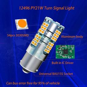 img 1 attached to 2Pcs WEIMELTOY BAU15S 12496 LED Turn Signal Light - Amber Yellow Canbus Error Free, High Power 22W 54SMD 3030 Chips, Anti Hyper Flash