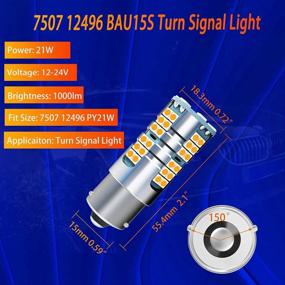 img 2 attached to 2Pcs WEIMELTOY BAU15S 12496 LED Turn Signal Light - Amber Yellow Canbus Error Free, High Power 22W 54SMD 3030 Chips, Anti Hyper Flash