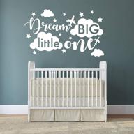 🌙 dream big little one: quote wall decal for baby's room decor - cloud, star, and plane decals included! (large, white) logo