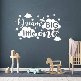 img 2 attached to 🌙 Dream Big Little One: Quote Wall Decal for Baby's Room Decor - Cloud, Star, and Plane Decals included! (Large, White)