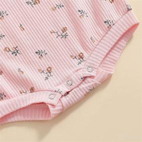 img 1 attached to 👶 Rib Knitted Floral Bodysuit Pullover Top for Infant Baby Girls - 2Pcs Crewneck Sweatshirt with Long Sleeves Romper