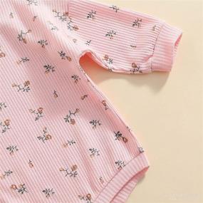 img 2 attached to 👶 Rib Knitted Floral Bodysuit Pullover Top for Infant Baby Girls - 2Pcs Crewneck Sweatshirt with Long Sleeves Romper