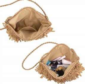 img 2 attached to Stylish And Functional: Handmade Straw Beach Bag For Women With Zipper And Tassels