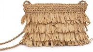 stylish and functional: handmade straw beach bag for women with zipper and tassels logo