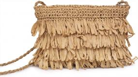 img 4 attached to Stylish And Functional: Handmade Straw Beach Bag For Women With Zipper And Tassels