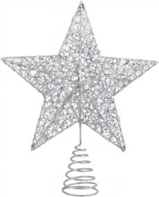 img 3 attached to Glittered Christmas Tree Star Topper With LED Lights - Silver Xmas Tree Decoration For Home And Party (Silver 1)