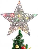 блестящая звезда рождественской елки со светодиодной подсветкой - серебряное украшение рождественской елки для дома и вечеринки (серебро 1) логотип
