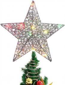 img 4 attached to Блестящая звезда рождественской елки со светодиодной подсветкой - серебряное украшение рождественской елки для дома и вечеринки (серебро 1)