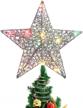 glittered christmas tree star topper with led lights - silver xmas tree decoration for home and party (silver 1) logo