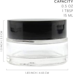 img 2 attached to Cornucopia 15ml Clear Glass Balm Jars (12-Pack); 🌽 0.5oz Cosmetic Jars with Black Plastic Lids, Inner Liners
