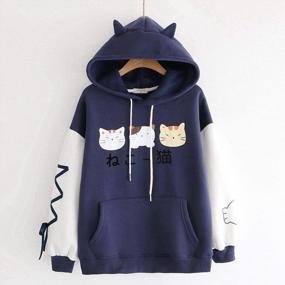 img 3 attached to Cute And Cozy: Mimacoo Teen Girls Hoodie With Cat Prints And Drawstring Pockets
