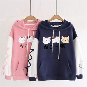 img 2 attached to Cute And Cozy: Mimacoo Teen Girls Hoodie With Cat Prints And Drawstring Pockets