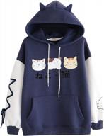 симпатичная и уютная: худи mimacoo для девочек-подростков с кошачьими принтами и карманами на шнурках логотип
