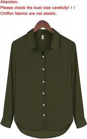 img 3 attached to OMSJ Women Button Down Shirts Long Sleeve Chiffon Office V Neck Casual Business Blouses Tops