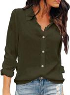 omsj women button down shirts long sleeve chiffon office v neck casual business blouses tops logo