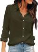 omsj women button down shirts long sleeve chiffon office v neck casual business blouses tops logo