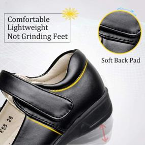 img 2 attached to Akk Black Mary Jane Flats For Girls - идеальная обувь для школьной формы с ремешком