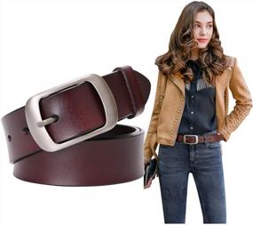 img 4 attached to Stylish Women'S Leather Belts With Pin Buckle For Perfectly Paired Jeans And Pants