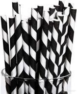 🖤 pack of 24 black and white striped paper straws – ideal for party supplies & events logo