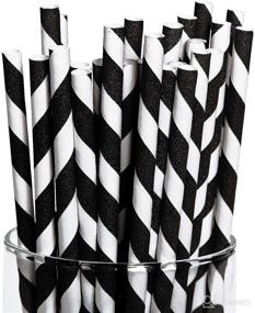 img 1 attached to 🖤 Pack of 24 Black and White Striped Paper Straws – Ideal for Party Supplies & Events