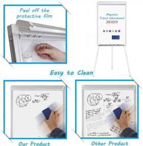 img 2 attached to 35X23" Easel Whiteboard Tripollo Magnetic Dry Erase Tripod Board - Adjustable Flipchart W/ Paper Clamp & Hooks For Office, Home, Classroom & Restaurant (Stand White)