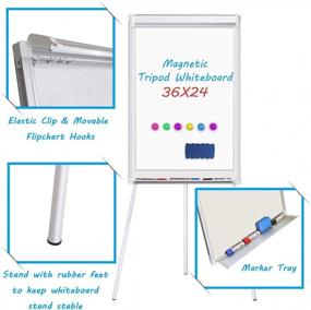 img 1 attached to 35X23" Easel Whiteboard Tripollo Magnetic Dry Erase Tripod Board - Adjustable Flipchart W/ Paper Clamp & Hooks For Office, Home, Classroom & Restaurant (Stand White)