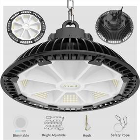 img 4 attached to Airand UFO LED High Bay Light, Dimmable Shop Lights для мастерской с вилкой 200W 28000LM UL Коммерческий сорт Hang High Bay LED Lights 5000K-5500K Водонепроницаемая газонная лампа для склада Гараж Тренажерный зал Фабрика