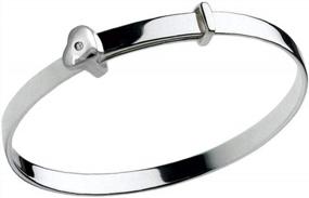 img 1 attached to Sterling Silver Diamond Heart Bangle Bracelet - Adjustable For Girls Jewelry