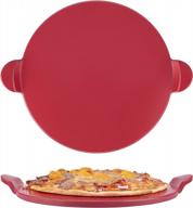 roponan 13-дюймовый круглый камень для пиццы: прочный кордиеритовый камень для выпечки для духовки и гриля, идеально подходящий для пиццы с хрустящей корочкой, хлеба и печенья, с удобной ручкой логотип