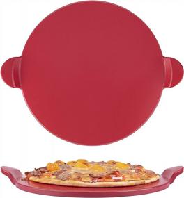 img 4 attached to Roponan 13-дюймовый круглый камень для пиццы: прочный кордиеритовый камень для выпечки для духовки и гриля, идеально подходящий для пиццы с хрустящей корочкой, хлеба и печенья, с удобной ручкой