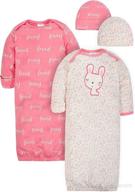 adorable gerber baby boys' 4-piece gown and cap set: comfort and style combined! logo