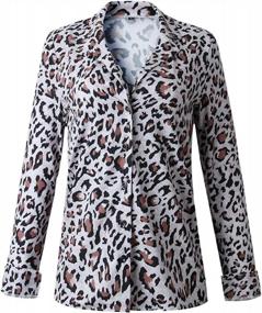 img 1 attached to Women'S Leopard Print V Neck Tunic Button Down Shirt Long Sleeve Top