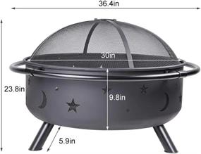 img 2 attached to 36-дюймовый бронзовый котел Star &amp; Moon Outdoor Fire Pitch для заднего двора, патио и кемпинга - дровяная чаша с искровым экраном, кочергой и обжариванием зефира - черный