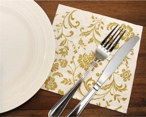 img 2 attached to 🌸 Gold Floral Paper Napkins: Elegant 100-Pack for Anniversary Party (6.5 x 6.5 In, White)