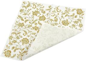 img 1 attached to 🌸 Gold Floral Paper Napkins: Elegant 100-Pack for Anniversary Party (6.5 x 6.5 In, White)