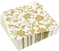 🌸 gold floral paper napkins: elegant 100-pack for anniversary party (6.5 x 6.5 in, white) логотип