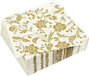 img 4 attached to 🌸 Gold Floral Paper Napkins: Elegant 100-Pack for Anniversary Party (6.5 x 6.5 In, White)