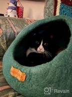 img 1 attached to Handmade 100% Merino Wool Cat Bed Cave - MEOWFIA Premium Felt Bed For Cats And Kittens In Dark Shades, Moon Granite - Large Size review by Cheryl Brown