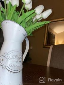 img 6 attached to Шикарная белая металлическая ваза для цветов - Декоративный держатель для вазы в деревенском стиле для дома, кухни и гостиной - Маленькая деревенская ваза 8,7 дюйма от MISIXILE