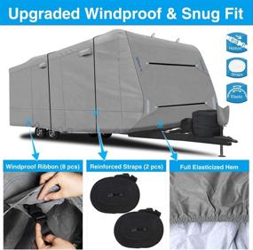 img 2 attached to 🏕️ RVMasking Upgraded 6 Layers Waterproof Travel Trailer RV Cover for 24'1" - 26' RV - Prevent Top Tearing, Sun Damage Protection | Includes 4 Tire Covers, 2 Straps, Tongue Jack Cover