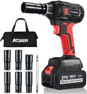 aoben 21v brushless cordless impact wrench with 1/2" square driver, max 300 ft-lbs torque (400n.m), 4.0ah li-ion battery, 6pcs sockets set, fast charger and tool bag logo