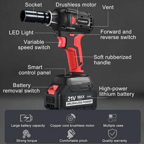 img 3 attached to AOBEN 21V Brushless Cordless Impact Wrench With 1/2" Square Driver, Max 300 Ft-Lbs Torque (400N.M), 4.0Ah Li-Ion Battery, 6Pcs Sockets Set, Fast Charger And Tool Bag