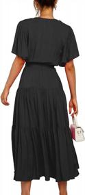 img 3 attached to Женское шифоновое макси-платье с V-образным вырезом и завязкой на талии - повседневные летние струящиеся платья S-XL